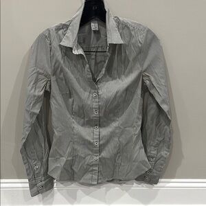 H&M Gray Striped Button-Up Shirt